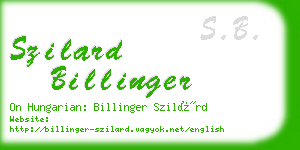 szilard billinger business card